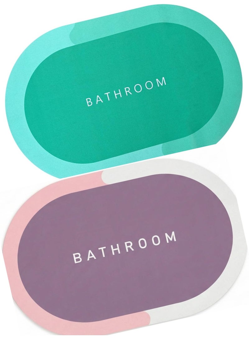 Kimaya Premium Floor Mat, Polyresin Bath Mat, Doormat, Bathroom Carpet, Cushion Mat Super Absorbent Soft Carpet, Quick Dry Dirt Barrier for Home, Office, (60x40), Set of 2, Green Candy Apple - Image 1